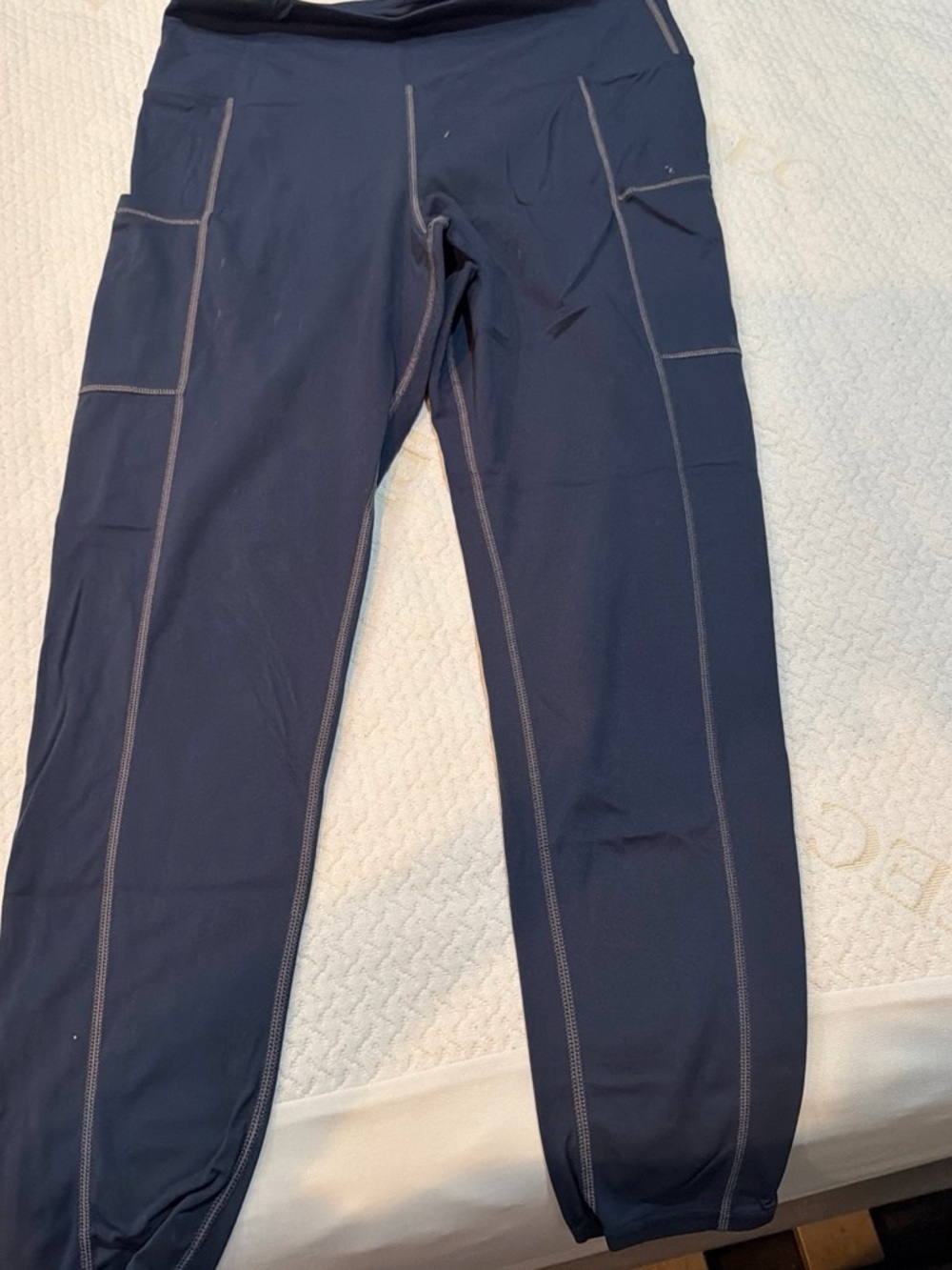 Tuff Athletics Navy Leggings with Contrast Stitching